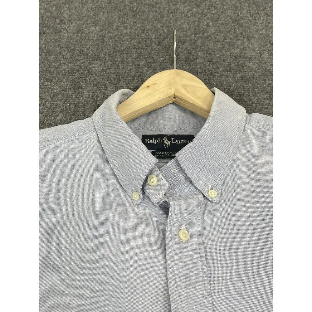 Polo Ralph Lauren Dress Shirt Mens 17.5 -34 Button Up Blue Solid Long Sleeve N53